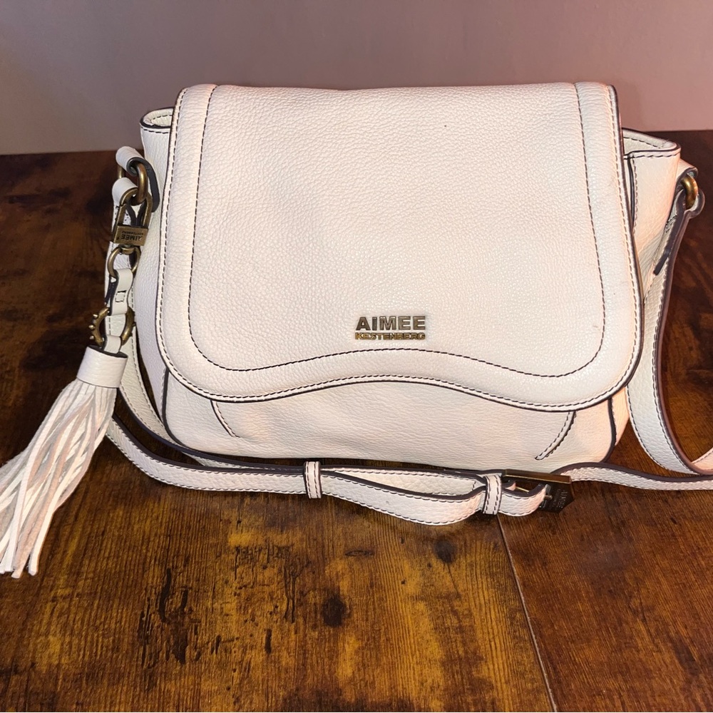 Aimee Kestenberg Cream Leather Crossbody Bag